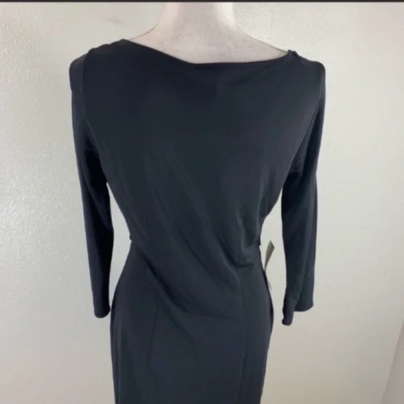 NWT Ann Taylor black cross front midi dress C.C25 - Picture 5 of 7
